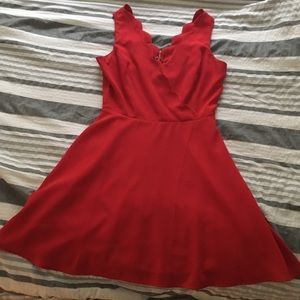 Red Scalloped A-line dress